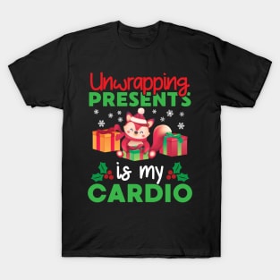 Unwrapping My Cardio Funny Christmas Workout Fitness Joke T-Shirt